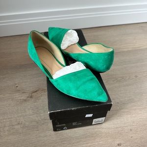 J.Crew Sloan Suede D’Orsay flat, green, size 6